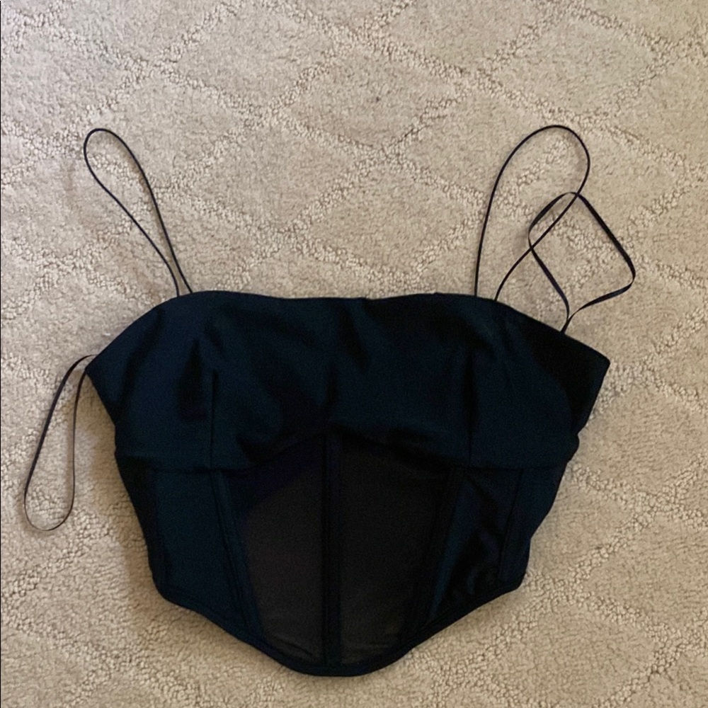 Black Corset Style Crop Top